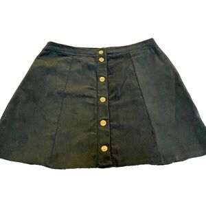 Sky and Sparrow Women's Corduroy Snap Front Skirt; Green; Size L